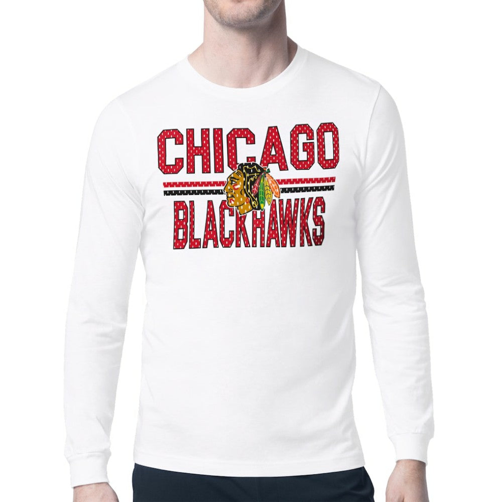 Chicago Blackhawks Starter Mesh Look Team Name Long Sleeve T-Shirt - White | NHL discount