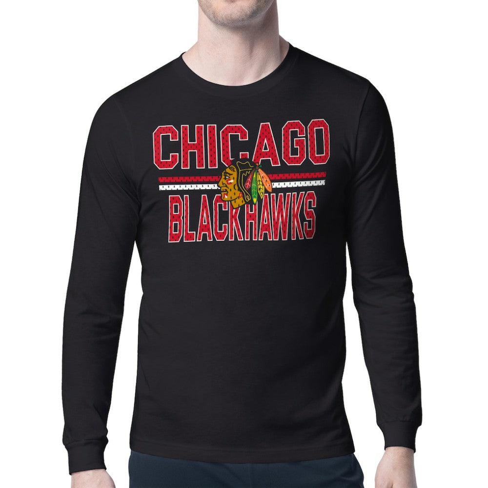 Chicago Blackhawks Starter Mesh Look Team Name Long Sleeve T-Shirt - Black | NHL sale