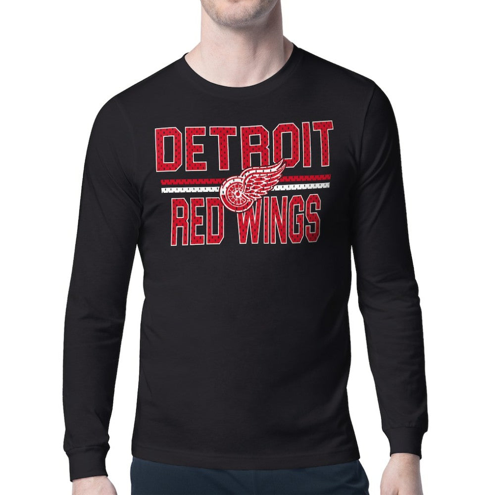 Detroit Red Wings Starter Mesh Look Team Name Long Sleeve T-Shirt - Black | NHL near me