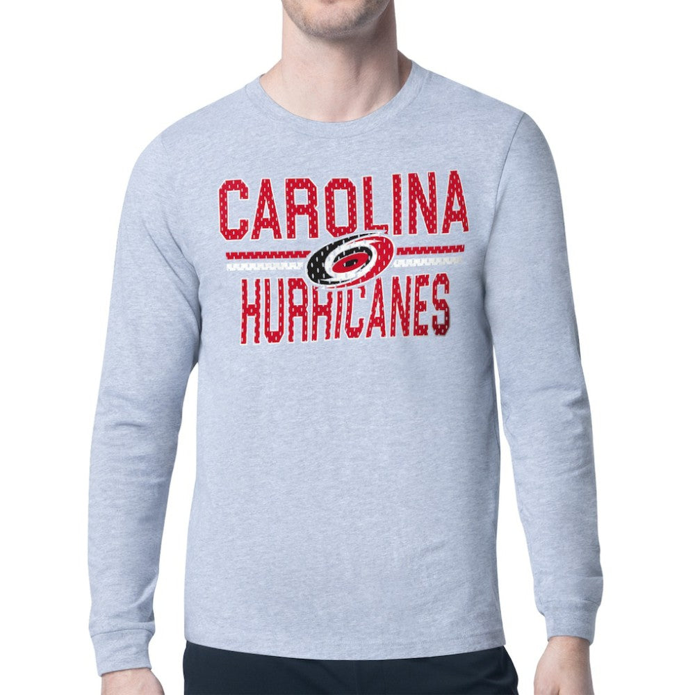 Carolina Hurricanes Starter Mesh Look Team Name Logo Long Sleeve T-Shirt - Heather Gray | NHL online