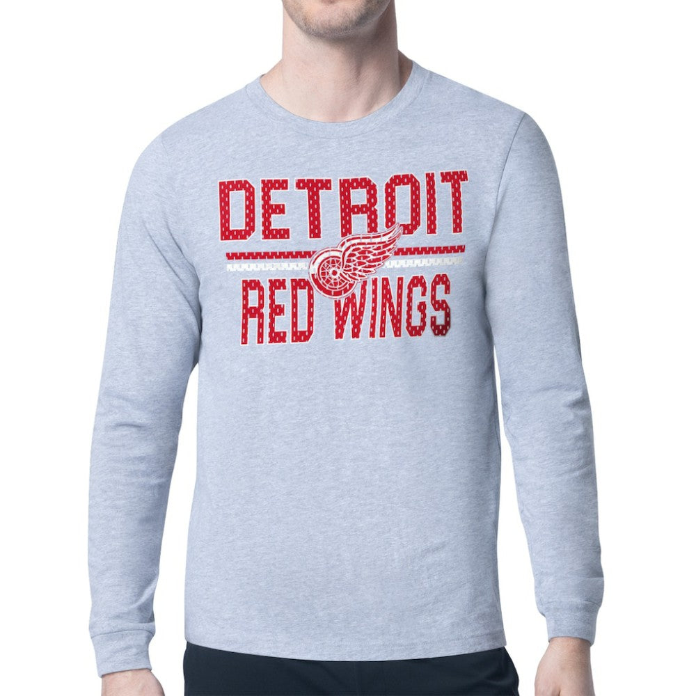 Detroit Red Wings Starter Mesh Look Team Name Logo Long Sleeve T-Shirt - Heather Gray | NHL on sale
