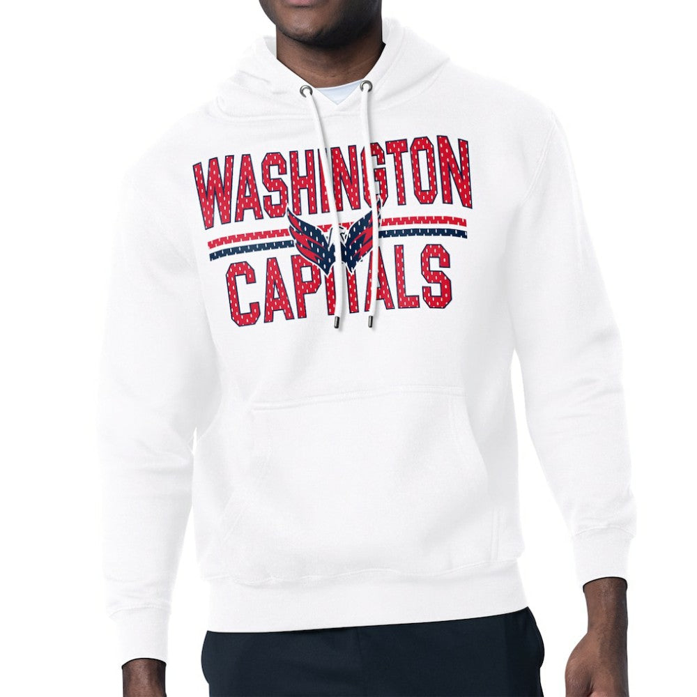 Washington Capitals Starter Mesh Look Team Name Logo Tri-Blend Pullover Hoodie - White | NHL Clearance