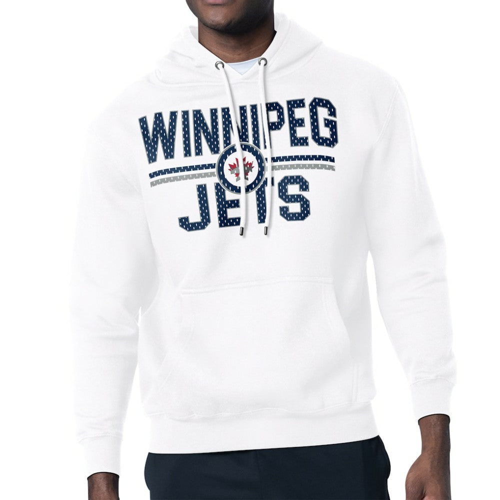 Winnipeg Jets Starter Mesh Look Team Name Logo Tri-Blend Pullover Hoodie - White | NHL Clearance