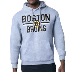 Boston Bruins Starter Mesh Look Team Name Logo Tri-Blend Pullover Hoodie - Heather Gray | NHL sale