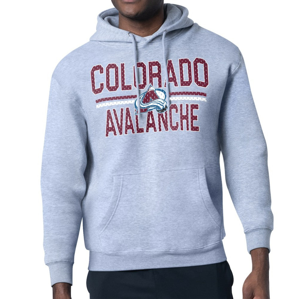 Colorado Avalanche Starter Mesh Look Team Name Logo Tri-Blend Pullover Hoodie - Heather Gray | NHL near me
