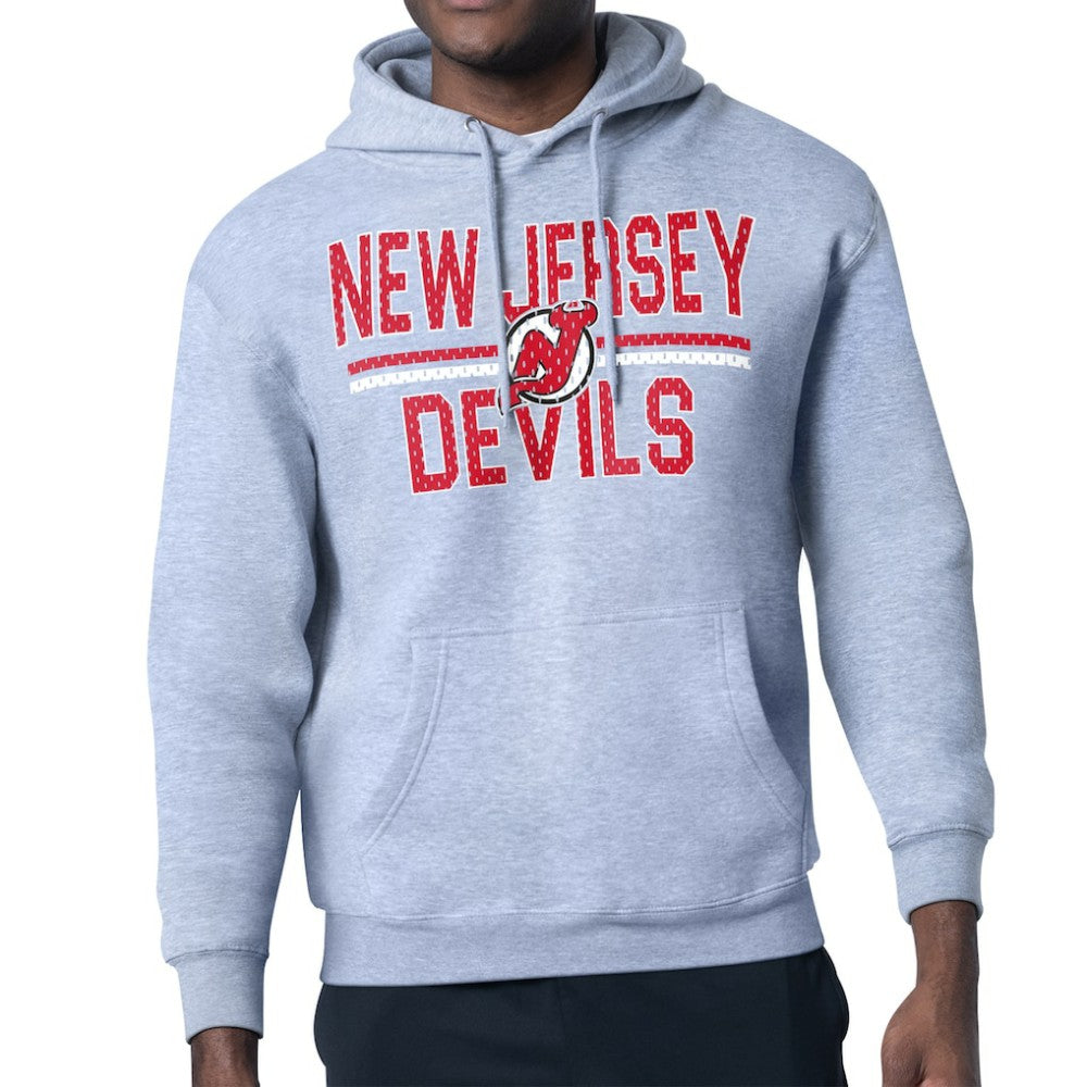 New Jersey Devils Starter Mesh Look Team Name Logo Tri-Blend Pullover Hoodie - Heather Gray | NHL near me