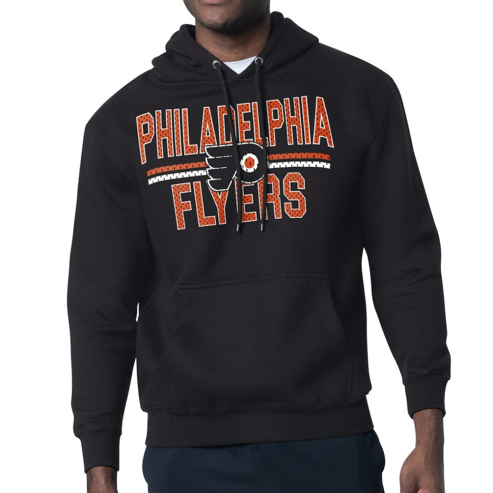 Philadelphia Flyers Starter Mesh Look Team Name Logo Tri-Blend Pullover Hoodie - Black | NHL Clearance