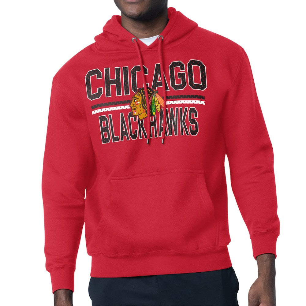Chicago Blackhawks Starter Mesh Look Team Name Logo Tri-Blend Pullover Hoodie - Red | NHL discount