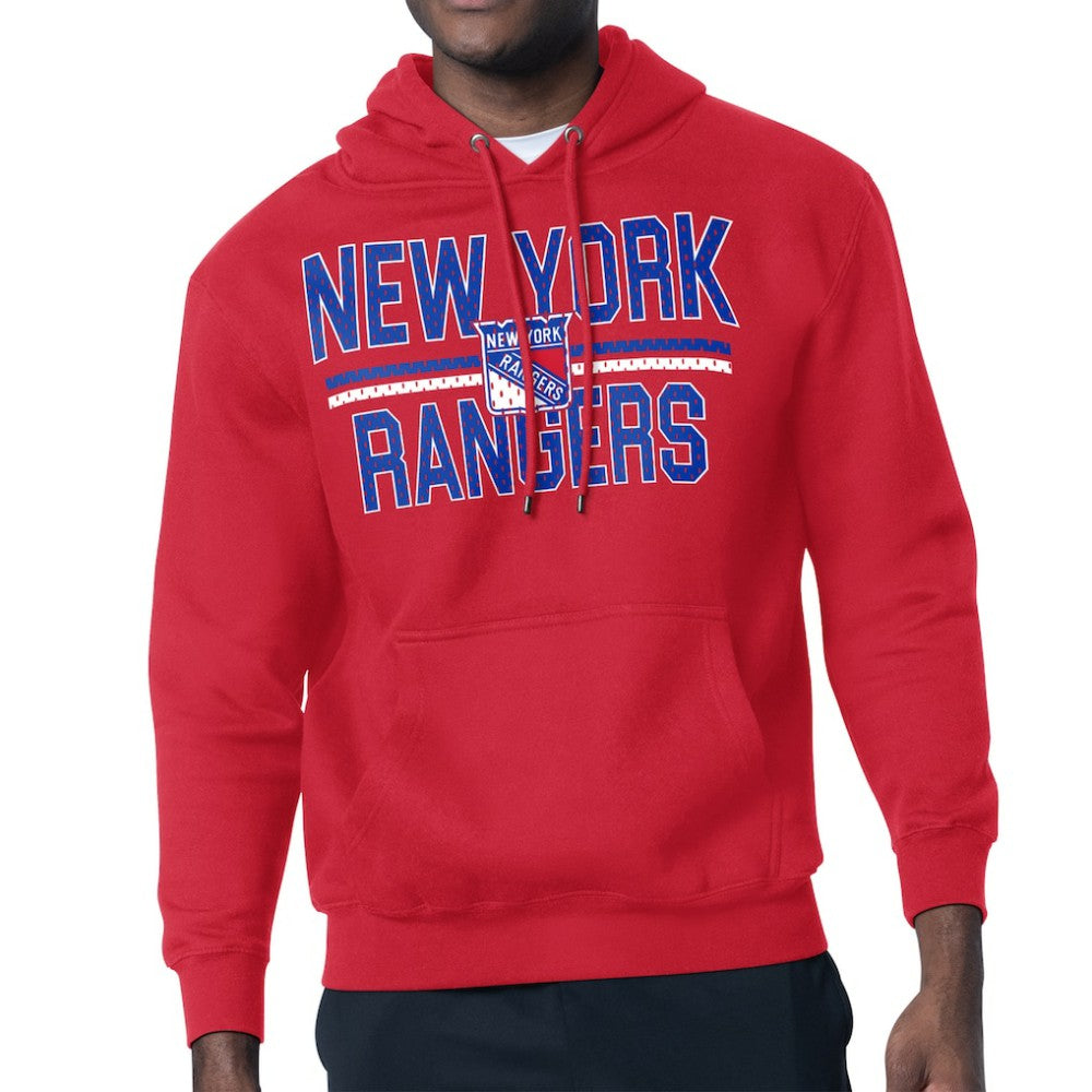 New York Rangers Starter Mesh Look Team Name Logo Tri-Blend Pullover Hoodie - Red | NHL online
