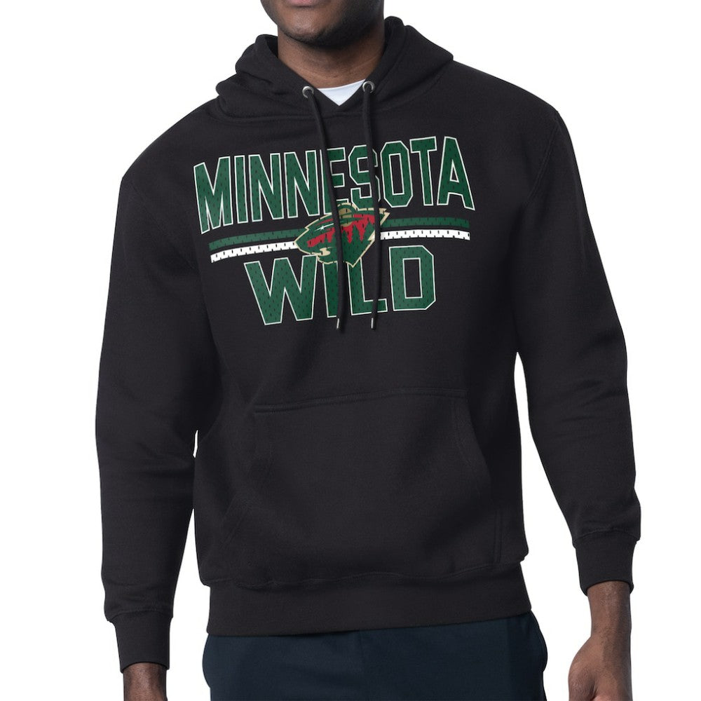 Minnesota Wild Starter Mesh Look Team Name Logo Tri-Blend Pullover Hoodie - Black | NHL Lifestyle