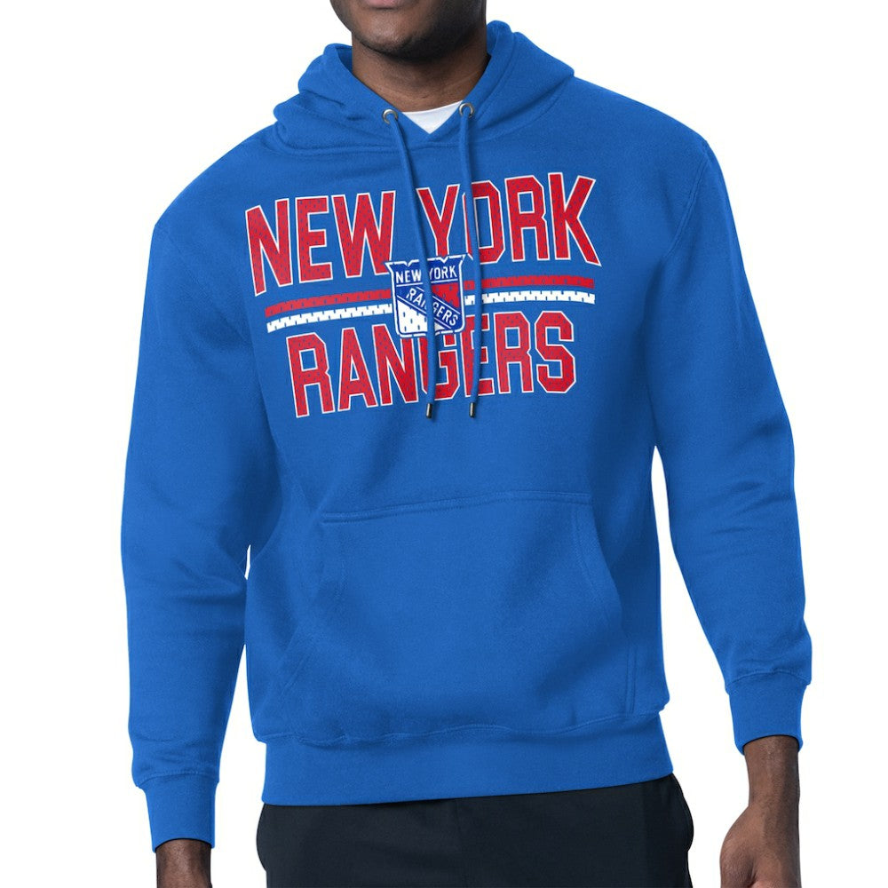 New York Rangers Starter Mesh Look Team Name Logo Tri-Blend Pullover Hoodie - Blue | NHL discount