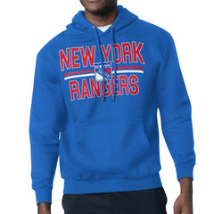 New York Rangers Starter Mesh Look Team Name Logo Tri-Blend Pullover Hoodie - Blue | NHL discount