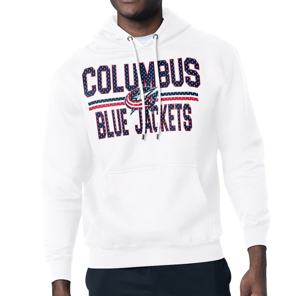 Columbus Blue Jackets Starter Mesh Look Team Name Logo Tri-Blend Pullover Hoodie - White | NHL online