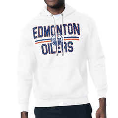 Edmonton Oilers Starter Mesh Look Team Name Logo Tri-Blend Pullover Hoodie - White | NHL Clearance