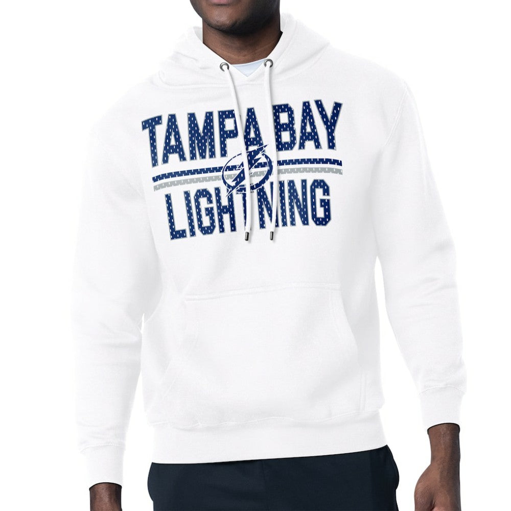 Tampa Bay Lightning Starter Mesh Look Team Name Logo Tri-Blend Pullover Hoodie - White | NHL Clearance