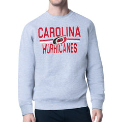 Carolina Hurricanes Starter Mesh Look Team Name Logo Pullover Sweatshirt - Heather Gray | NHL Clearance
