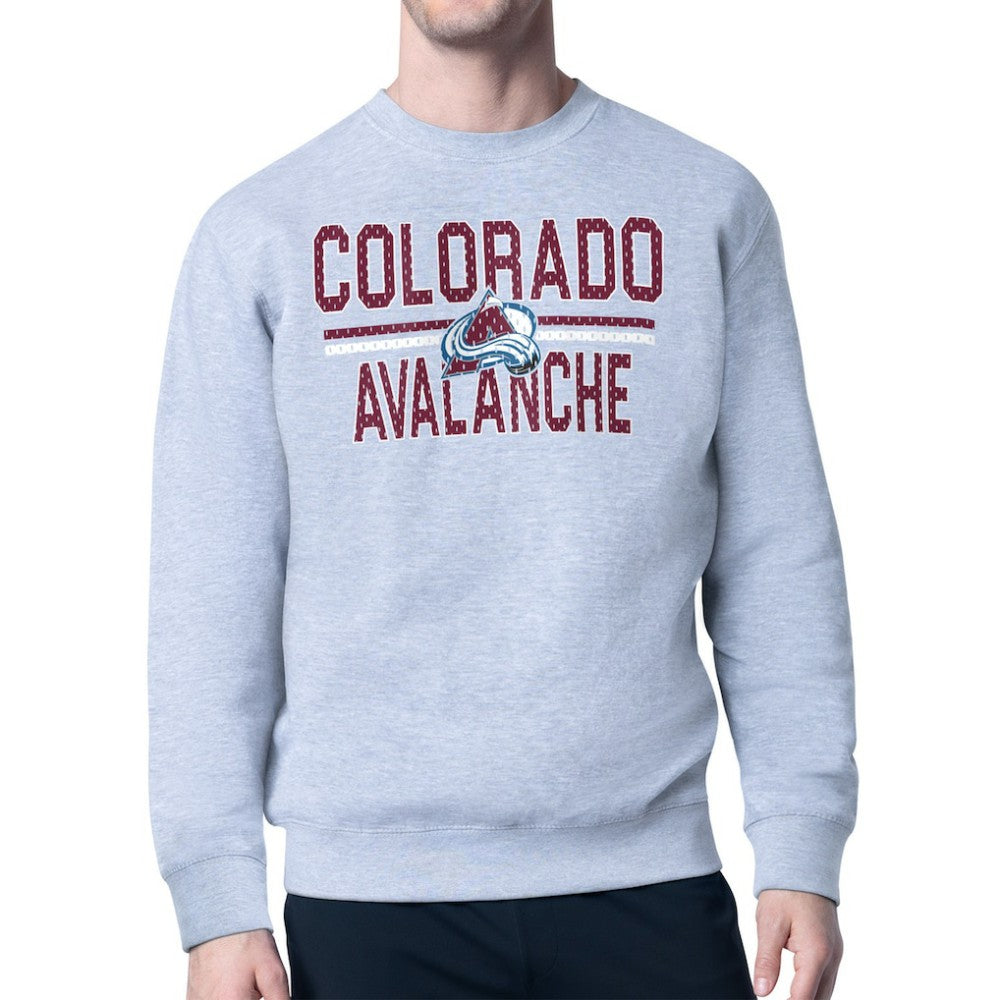 Colorado Avalanche Starter Mesh Look Team Name Logo Pullover Sweatshirt - Heather Gray | NHL discount