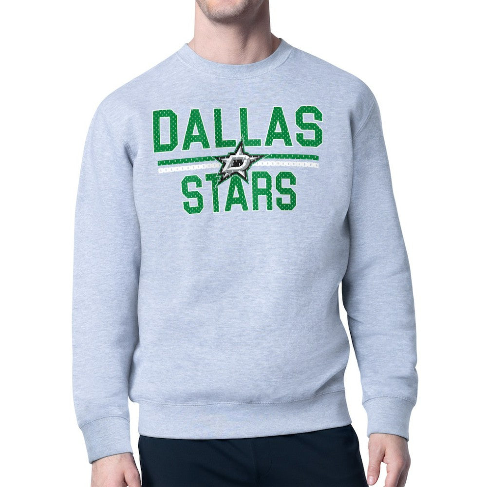 Dallas Stars Starter Mesh Look Team Name Logo Pullover Sweatshirt - Heather Gray | NHL discount
