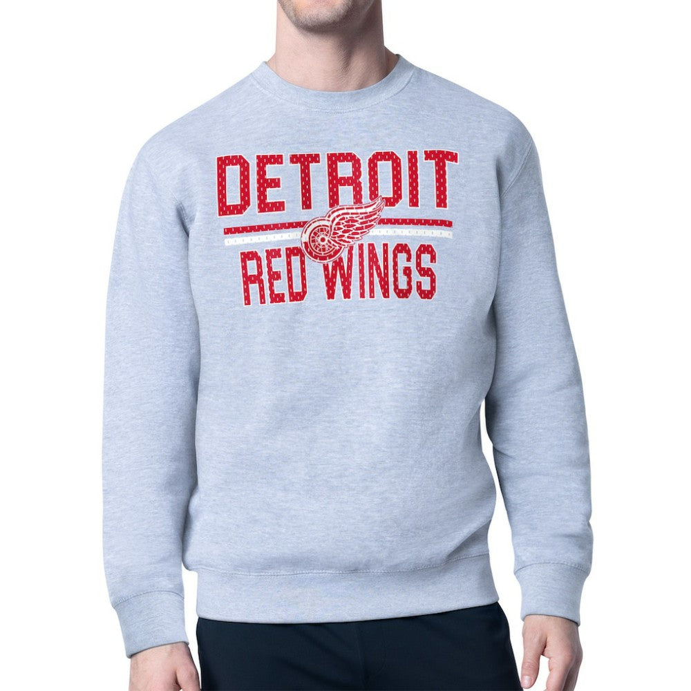 Detroit Red Wings Starter Mesh Look Team Name Logo Pullover Sweatshirt - Heather Gray | NHL discount