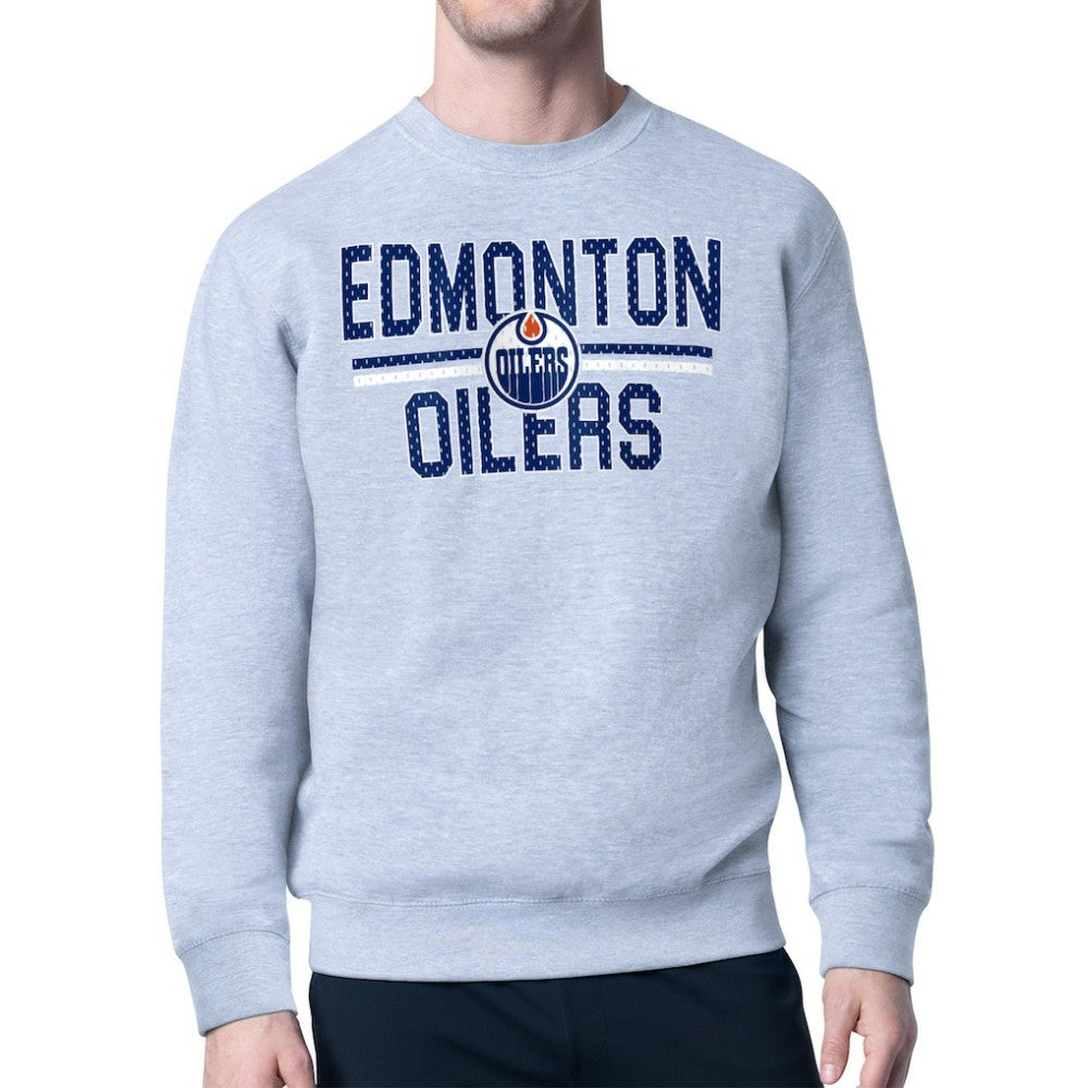 Edmonton Oilers Starter Mesh Look Team Name Logo Pullover Sweatshirt - Heather Gray | NHL online