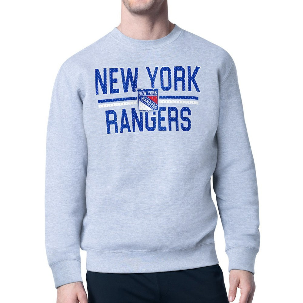 New York Rangers Starter Mesh Look Team Name Logo Pullover Sweatshirt - Heather Gray | NHL online