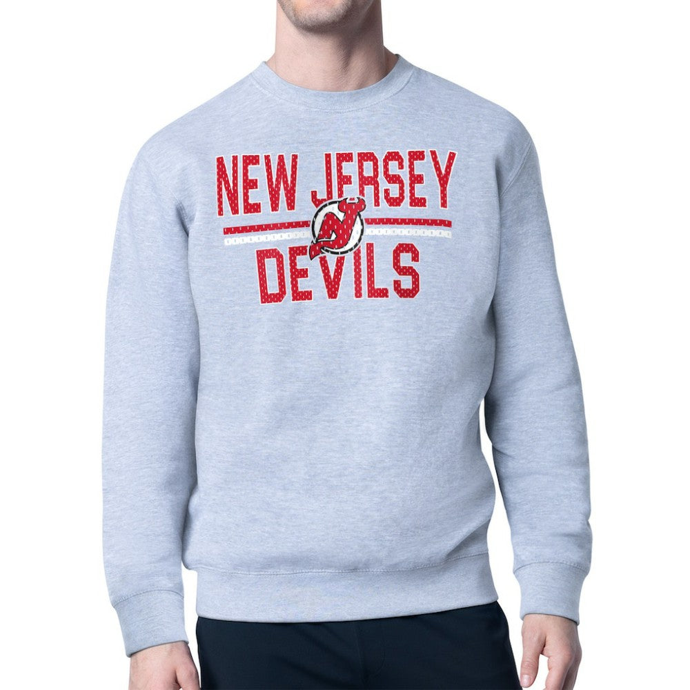 New Jersey Devils Starter Mesh Look Team Name Logo Pullover Sweatshirt - Heather Gray | NHL sale