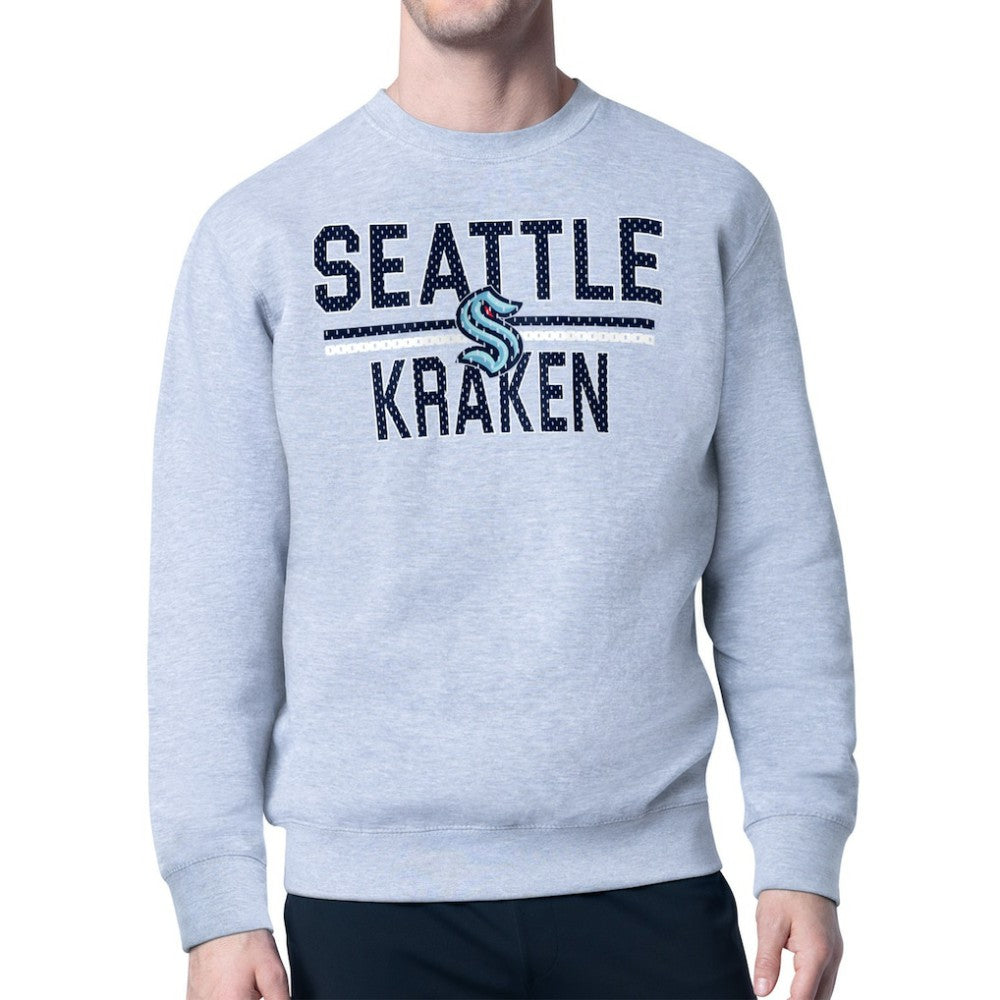 Seattle Kraken Starter Mesh Look Team Name Logo Pullover Sweatshirt - Heather Gray | NHL near me