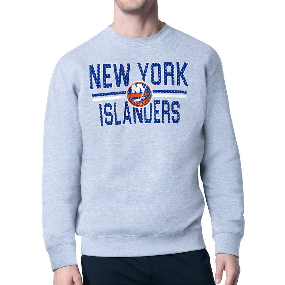 New York Islanders Starter Mesh Look Team Name Logo Pullover Sweatshirt - Heather Gray | NHL near me