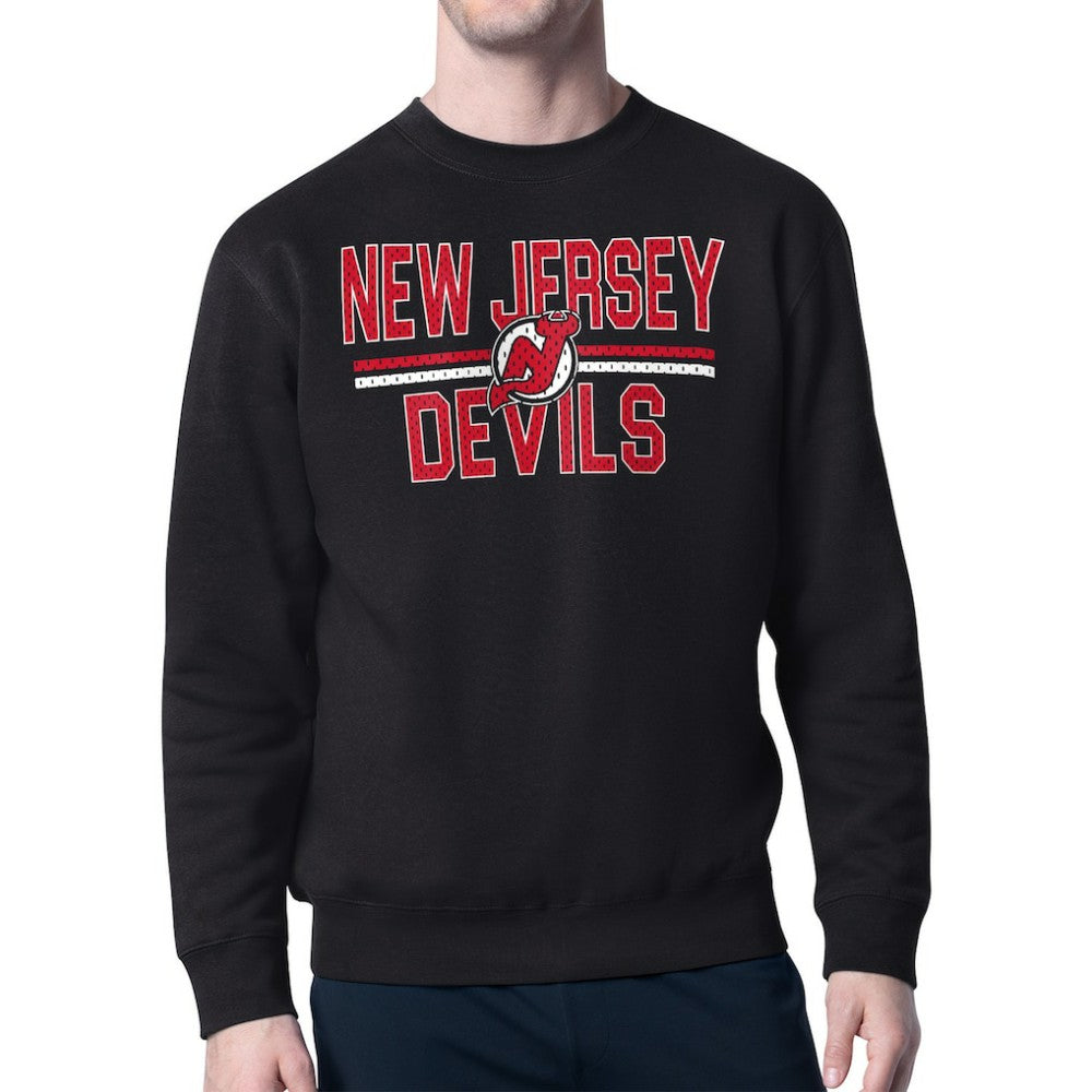 New Jersey Devils Starter Mesh Look Team Name Logo Pullover Sweatshirt - Black | NHL on sale