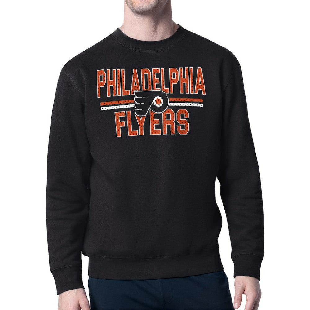 Philadelphia Flyers Starter Mesh Look Team Name Logo Pullover Sweatshirt - Black | NHL discount