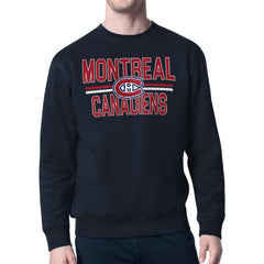 Montreal Canadiens Starter Mesh Look Team Name Logo Pullover Sweatshirt - Navy | NHL Lifestyle