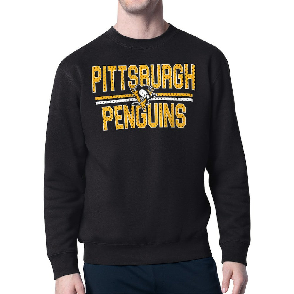 Pittsburgh Penguins Starter Mesh Look Team Name Logo Pullover Sweatshirt - Black | NHL discount