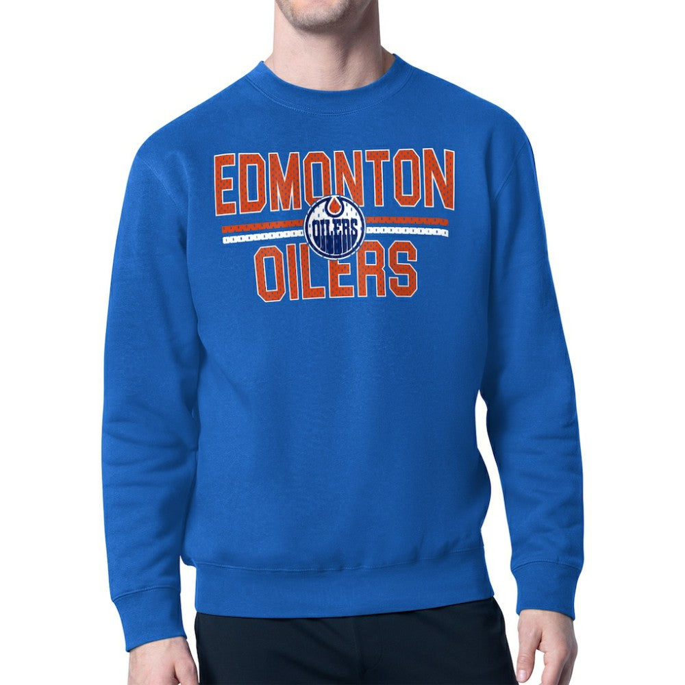 Edmonton Oilers Starter Mesh Look Team Name Logo Pullover Sweatshirt - Blue | NHL sale