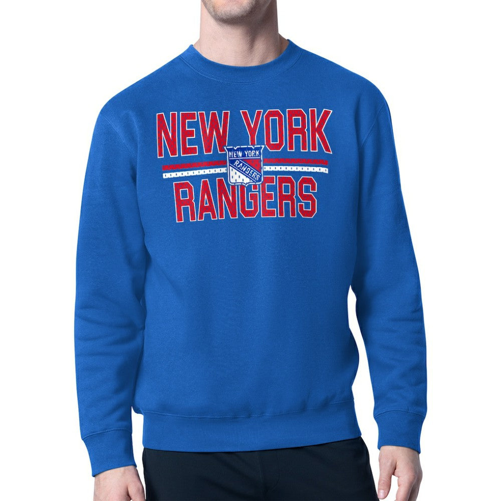 New York Rangers Starter Mesh Look Team Name Logo Pullover Sweatshirt - Blue | NHL sale