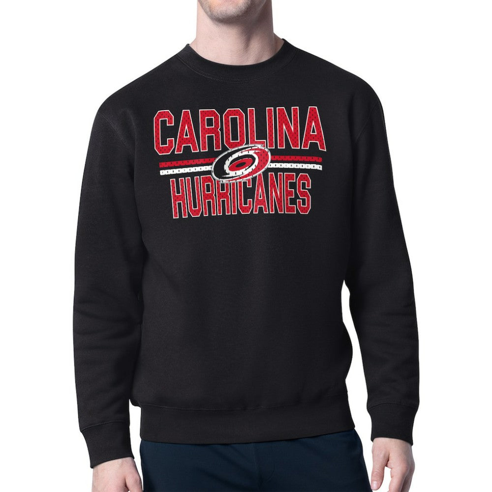 Carolina Hurricanes Starter Mesh Look Team Name Logo Pullover Sweatshirt - Black | NHL Lifestyle