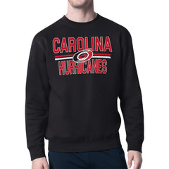 Carolina Hurricanes Starter Mesh Look Team Name Logo Pullover Sweatshirt - Black | NHL Lifestyle