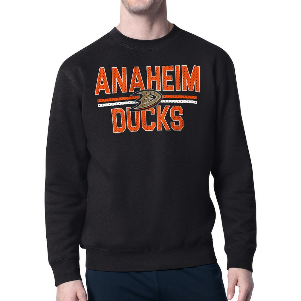 Anaheim Ducks Starter Mesh Look Team Name Logo Pullover Sweatshirt - Black | NHL online