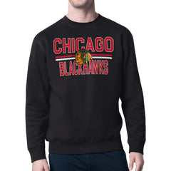 Chicago Blackhawks Starter Mesh Look Team Name Logo Pullover Sweatshirt - Black | NHL online