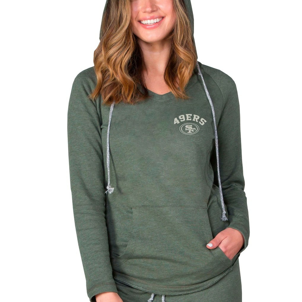 San Francisco 49ers Concepts Sport Women's Mainstream Terry Tri-Blend V-Neck Pullover Hoodie - Green - NFL