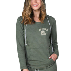 Cleveland Browns Concepts Sport Women's Mainstream Terry Tri-Blend V-Neck Pullover Hoodie - Green - NFL