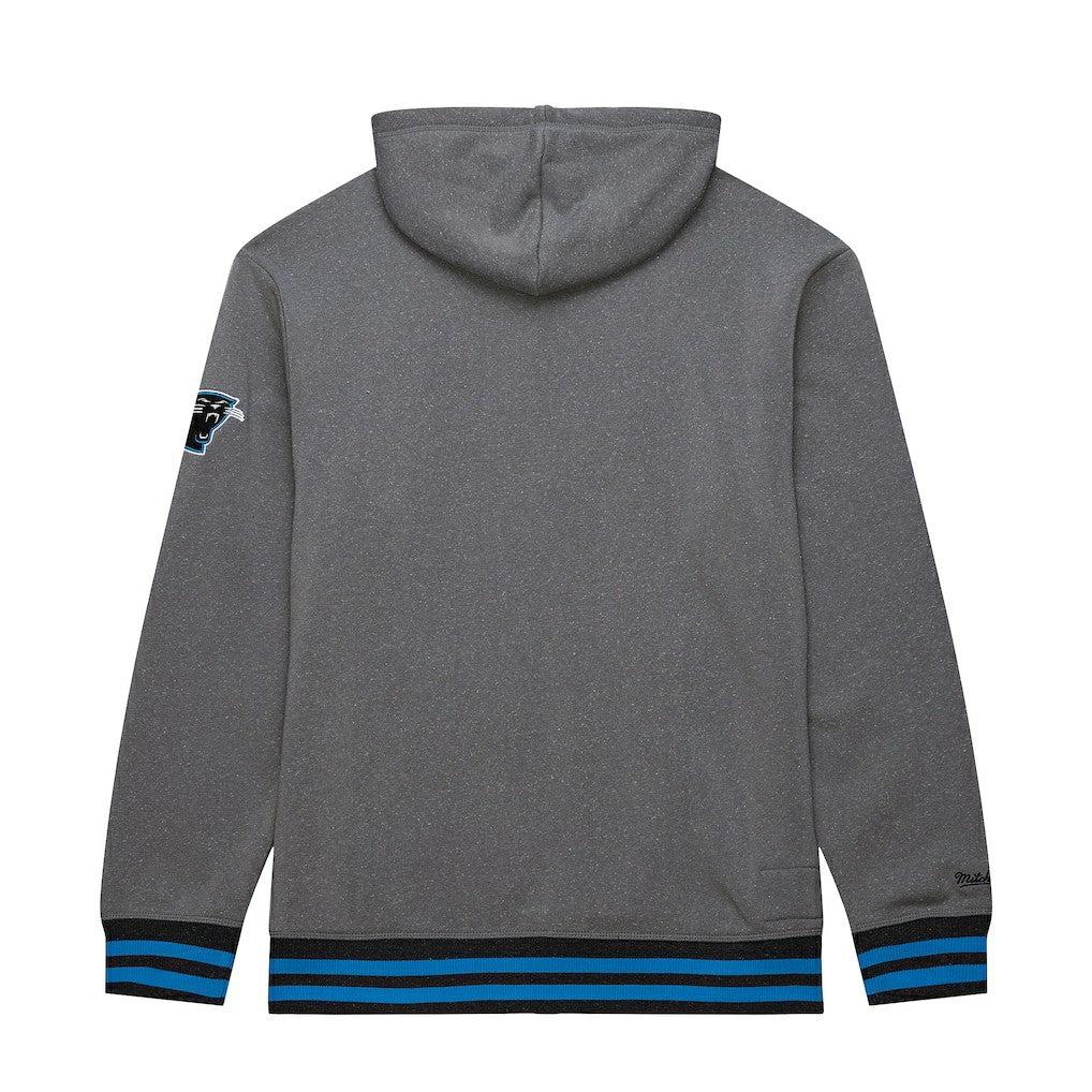 Carolina Panthers Vintage Logo Snow Washed Fleece Pullover Hoodie - Heather Gray - Mitchell & Ness