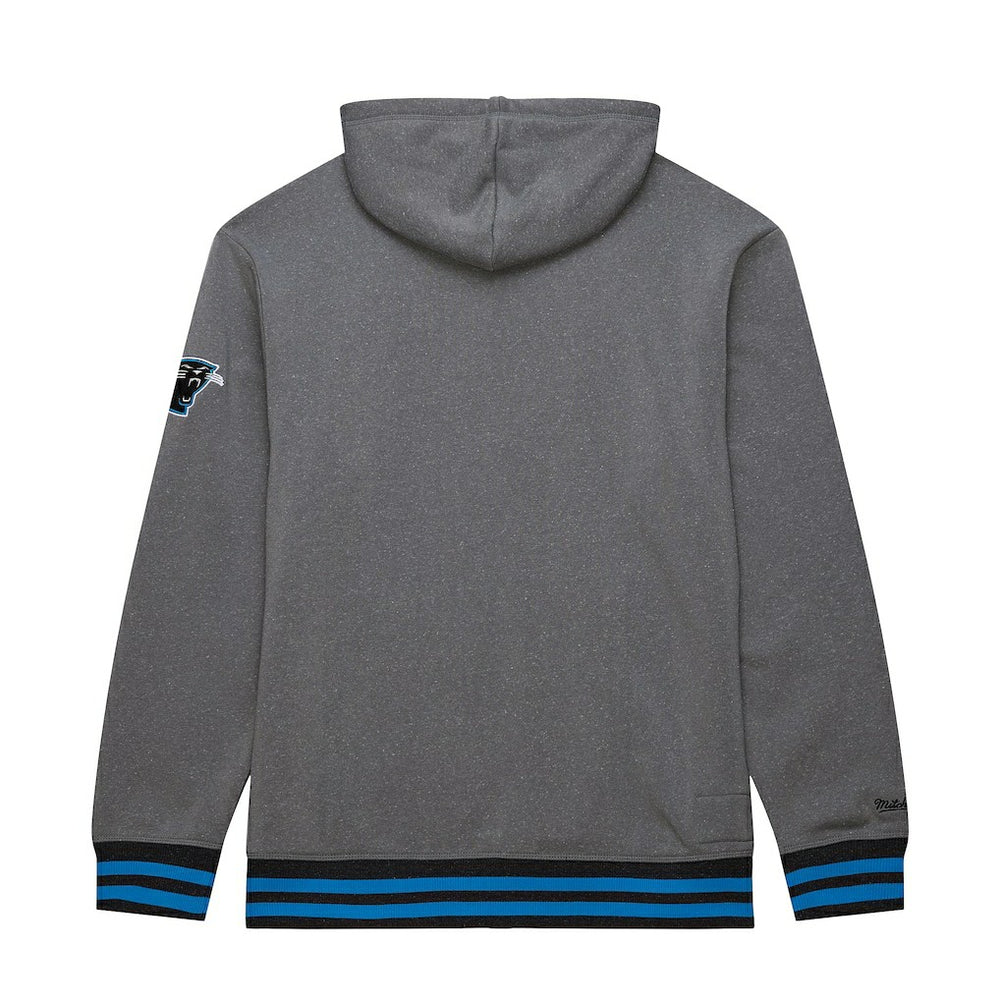 Carolina Panthers Vintage Logo Snow Washed Fleece Pullover Hoodie - Heather Gray - Mitchell & Ness