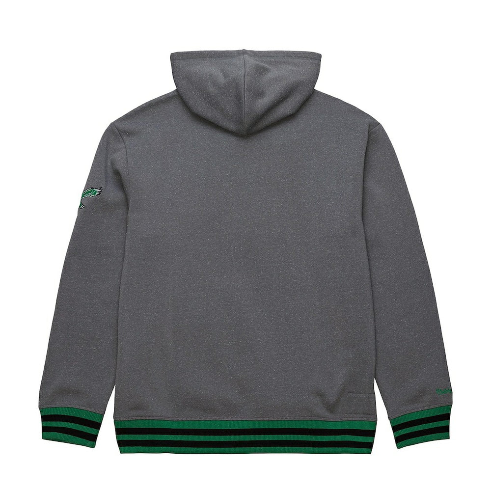 Philadelphia Eagles Vintage Logo Snow Washed Fleece Pullover Hoodie - Heather Gray - Mitchell & Ness