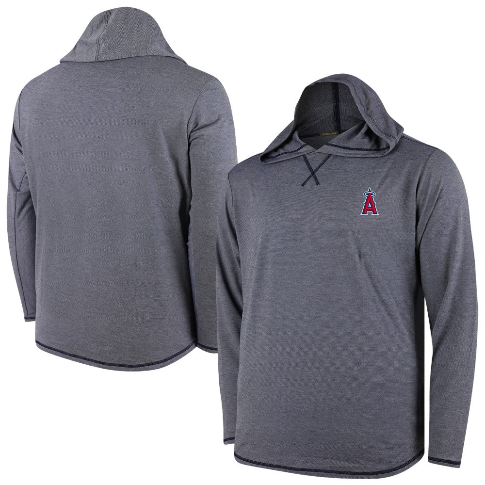 Los Angeles Angels Butter Stripe Tri-Blend Long Sleeve Hoodie T-Shirt - Navy Online