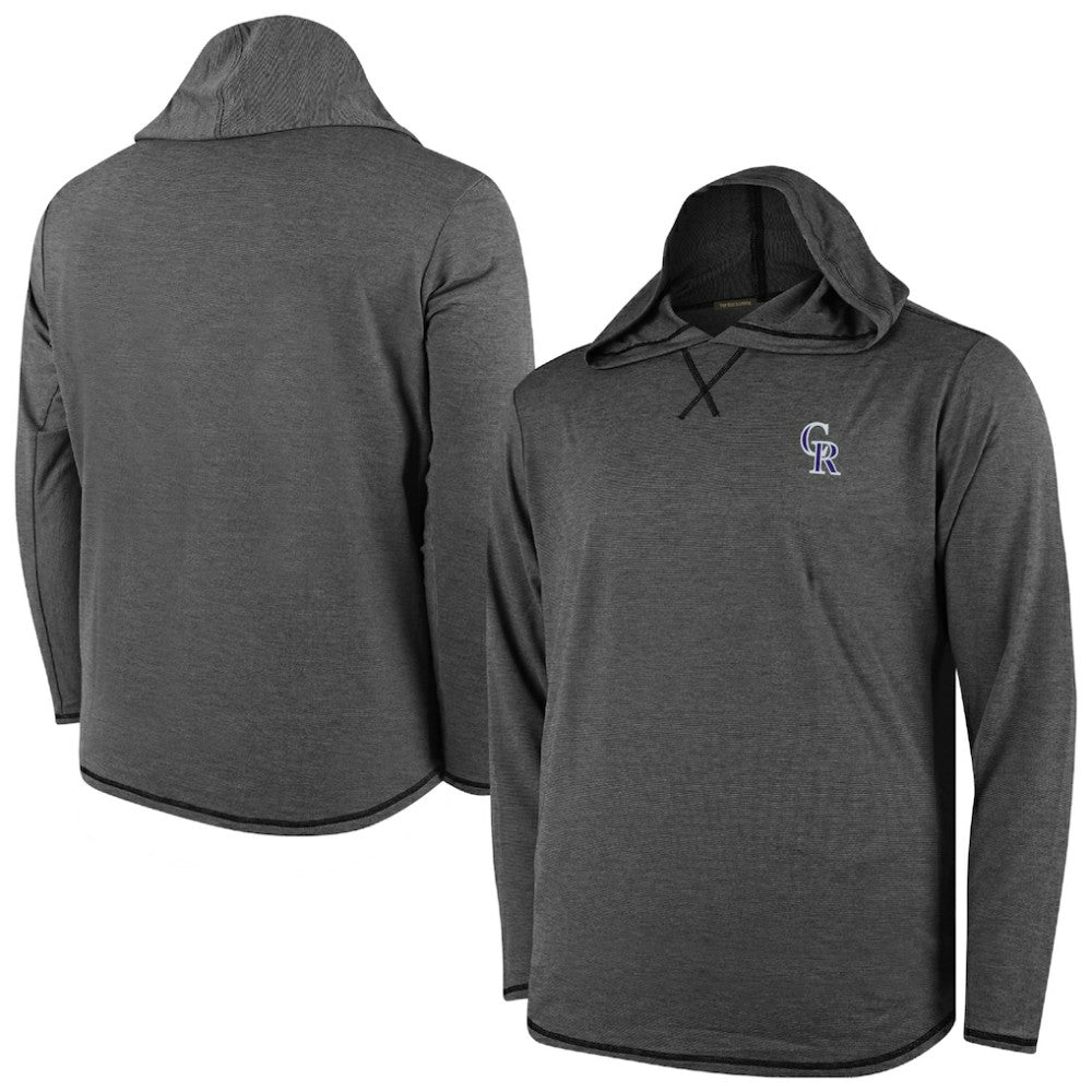 Colorado Rockies Butter Stripe Tri-Blend Long Sleeve Hoodie T-Shirt - Black Sale
