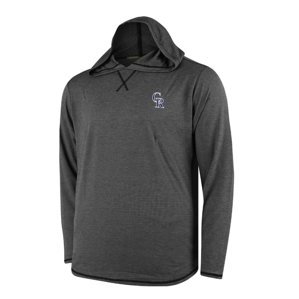 Colorado Rockies Butter Stripe Tri-Blend Long Sleeve Hoodie T-Shirt - Black Sale