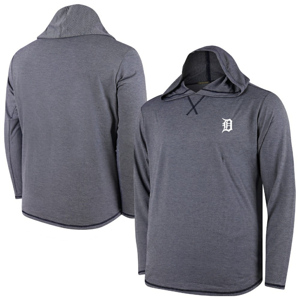 Detroit Tigers Butter Stripe Tri-Blend Long Sleeve Hoodie T-Shirt - Navy Discount