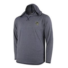 Milwaukee Brewers Butter Stripe Tri-Blend Long Sleeve Hoodie T-Shirt - Navy Sale
