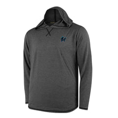 Miami Marlins Butter Stripe Tri-Blend Long Sleeve Hoodie T-Shirt - Black Outlet