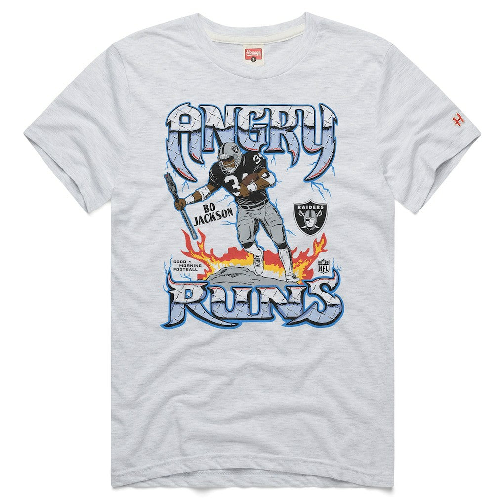 Bo Jackson Las Vegas Raiders Homage Unisex Retro Angry Runs Tri-Blend T-Shirt - Ash - NFL